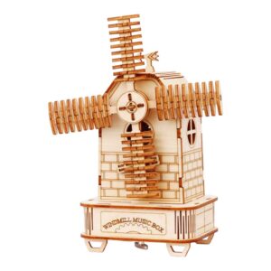 Rotatable Windmill Music Box 3D Wooden Puzzle_1